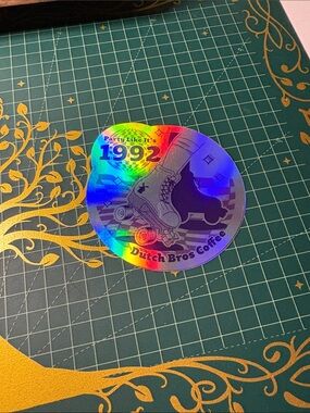 Dutch Bros Holographic Rainbow 1992 Roller Skate Sticker